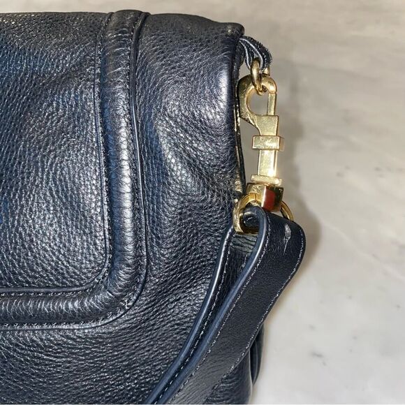 Tory Burch Black Leather Amanda Foldover Black Pebble Leather Crossbody EUC - Picture 14 of 16
